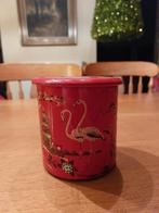 Blik/rood met embossed roze flamingo/antiek, Ophalen of Verzenden