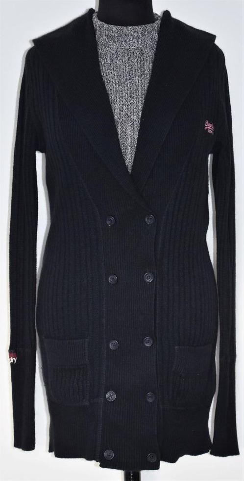 SuperDry : Gilet cardigan vest / zacht lang donkerblauw / S, Kleding | Dames, Truien en Vesten, Zo goed als nieuw, Maat 36 (S)