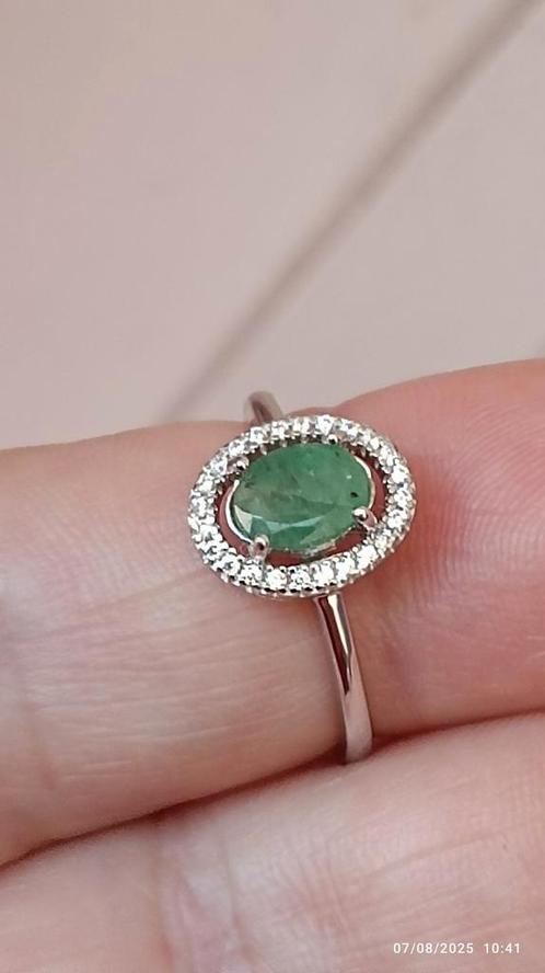 Sterling zilveren ring met Zambiaanse smaragd, Handtassen en Accessoires, Ringen, Nieuw, Dame, Zilver, Zilver, Met edelsteen, Ophalen of Verzenden