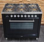 🔥Luxe Fornuis Boretti 90cm hoogglans zwart rvs 6 pits, 60 cm of meer, Ophalen of Verzenden, Zo goed als nieuw, Energieklasse A of zuiniger