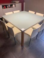 Moderne mat-glazen tafel 140 x 140 cm, Huis en Inrichting, Ophalen, Vierkant, Glas, Vijf personen of meer