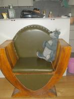 Mooie zetelstoel  met lederen rug en zitkussen, Ophalen