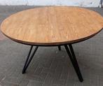 Ronde massieve eettafel , metalen onderstel ( dringend weg ), Ophalen, Zo goed als nieuw