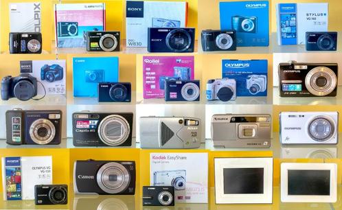 Partij van 18 fototoestellen en 3 digitale fotolijsten, Audio, Tv en Foto, Fotocamera's Digitaal, Nieuw, Compact, Ophalen