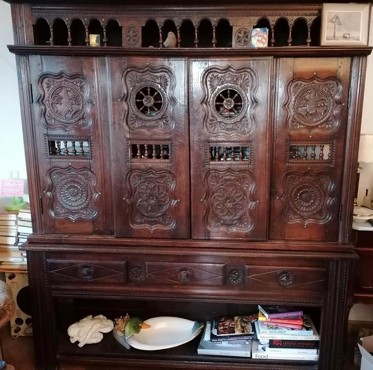 Kast, alcove met schuifdeuren, 17-18e eeuw, walnoot, Antiek en Kunst, Antiek | Woonaccessoires, Ophalen