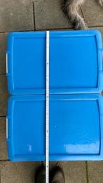 2 opbergbakken van 90/60/18 cm met wielen, Ophalen, Zo goed als nieuw