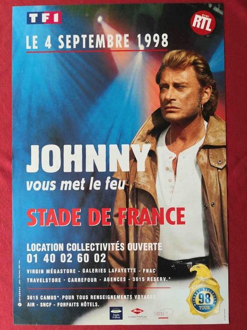 JOHNNY HALLYDAY - POSTER RARE - STADE DE FRANCE - 40/60 cm, Collections, Posters & Affiches, Comme neuf, Musique, A1 jusqu'à A3