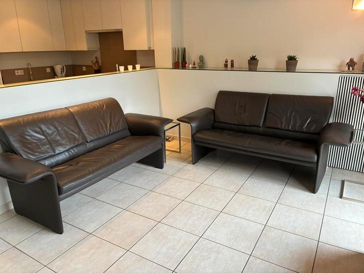 2x2,5-zit Jori Indy JR2700 donkerbruin, Huis en Inrichting, Zetels | Complete zithoeken, Gebruikt, Leer, Ophalen