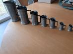 serie 7 kannetjes, bekers met handvat, tin, Antiek en Kunst, Antiek | Tin, Ophalen of Verzenden