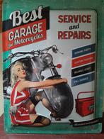Plaque en métal vintage Pin-up / Garage, Gebruikt, Ophalen of Verzenden