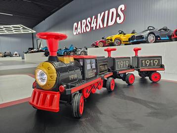 Elektrische kindertrein 12 volt met 2 wagons en softstart beschikbaar voor biedingen