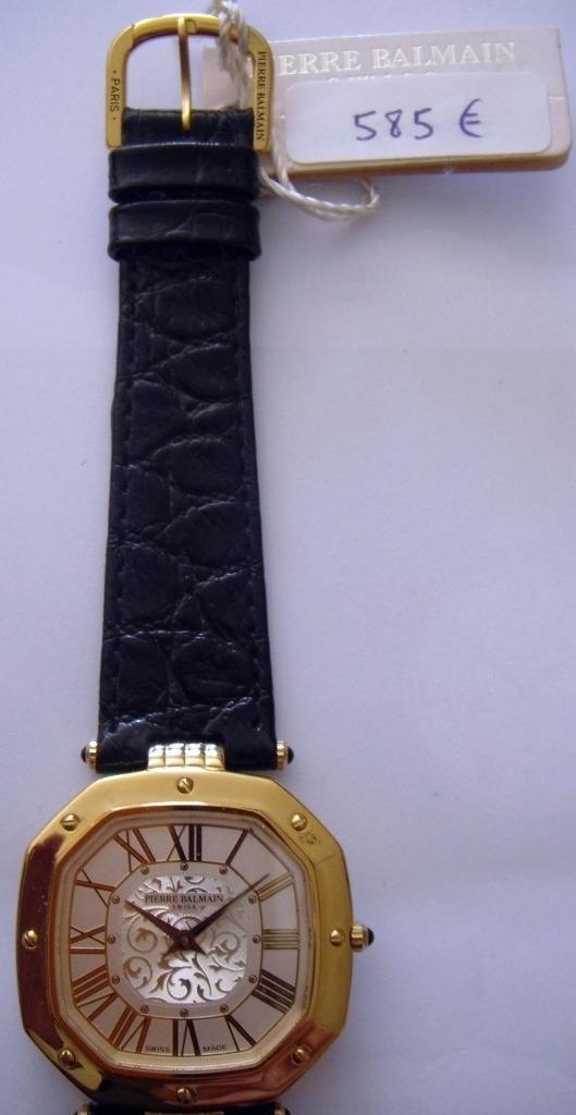 Montre octogonale P.  Balmain homme, plaqué or, arabesques, Collections, Collections Autre, Neuf, Enlèvement