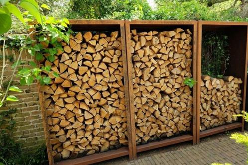 houtopslag in cortenstaal (kastmodel ook in mat antraciet), Tuin en Terras, Brandhout, Blokken, Overige houtsoorten, Minder dan 3 m³