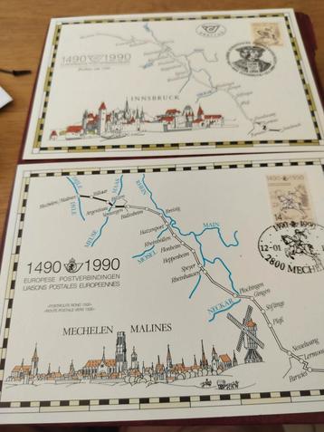 4 gelegenheidskaarten 500 jaar Europese postverbindingen  beschikbaar voor biedingen