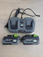 Lux-Tools Lux acculader oplaadstation +2 x accu 4,0 Ah 20V, Ophalen of Verzenden, Zo goed als nieuw