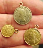3 x munthanger c.q. bedel verguld geen goud, Overige merken, Overige materialen, Gebruikt, Verzenden