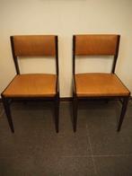 Set van twee Mid-Century stoelen in licht bruine skai, Ophalen, Twee, Bruin, Mid-Century