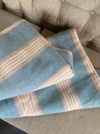Vintage wol deken zandbeige en lichtblauw, Enlèvement ou Envoi