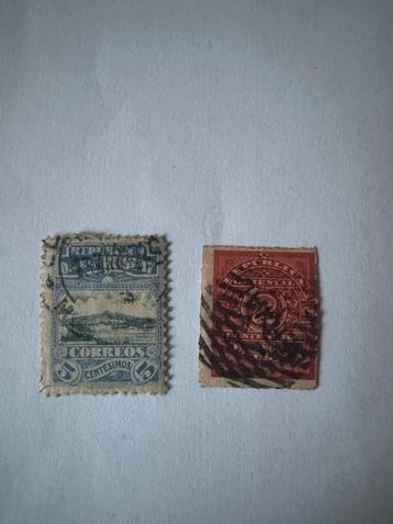  2 oude postzegels Uruguay Correos & República Oriental beschikbaar voor biedingen
