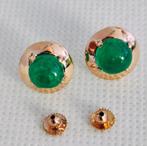 Gouden oorstekers met natuurlijke smaragden 5,20kt, Comme neuf, Avec pierre précieuse, Or, Puces ou Clous