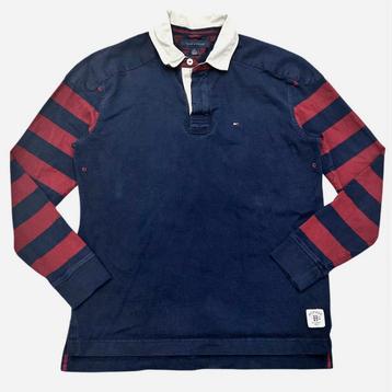 Tommy Hilfiger Rugby Polo Shirt Longsleeve Maat L-G Navy/Red beschikbaar voor biedingen