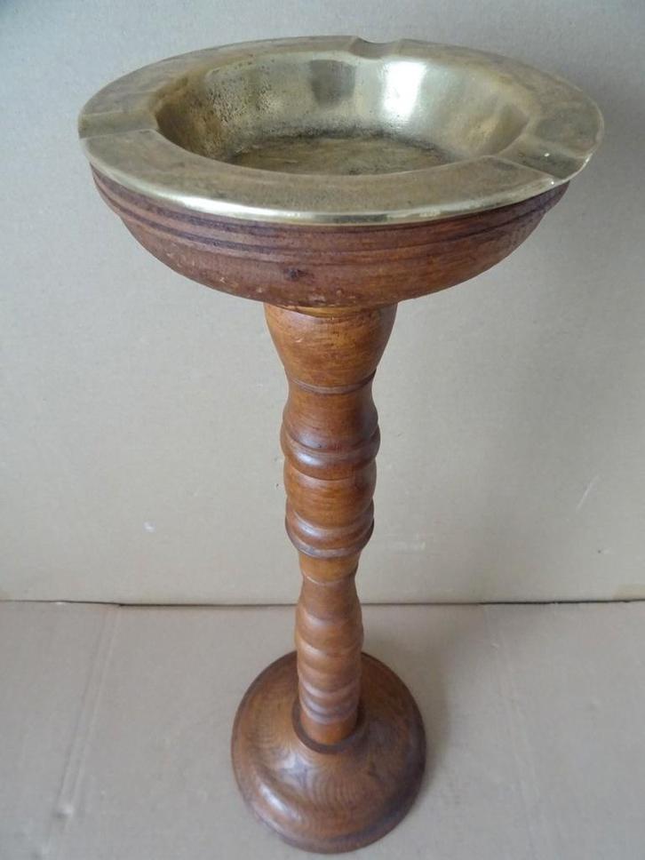 Curiosa rookpaal asbak op houten voet 56cm antiek of vintage, Antiek en Kunst, Curiosa en Brocante, Ophalen of Verzenden