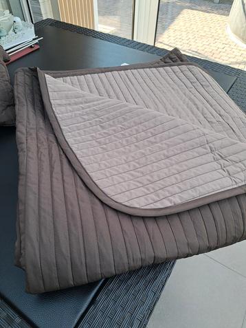 Bedsprei bruin/beige met 2 kussens beschikbaar voor biedingen