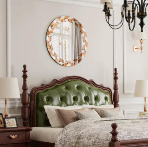 Art-deco Ronde Wandspiegel – 60 cm, Huis en Inrichting, Woonaccessoires | Spiegels, Nieuw, 50 tot 75 cm, Minder dan 100 cm, Rond