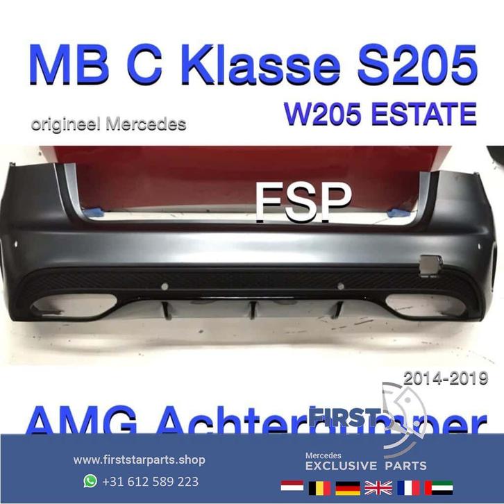 S205 AMG Achterbumper Mercedes C Klasse 2014-2019 grijs, Auto diversen, Tuning en Styling, Ophalen of Verzenden