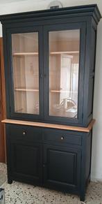 Volhouten vitrinekast, eik 120br x 220h, Huis en Inrichting, Kasten | Vitrinekasten, Ophalen, Zo goed als nieuw