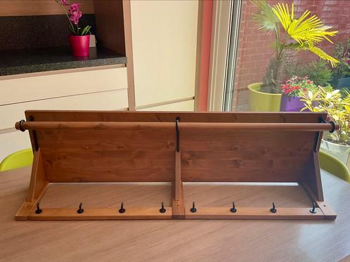 Rustieke wandkapstok van hout en metaal, Huis en Inrichting, Woonaccessoires | Kapstokken, Gebruikt, Wandkapstok, Hout, Ophalen