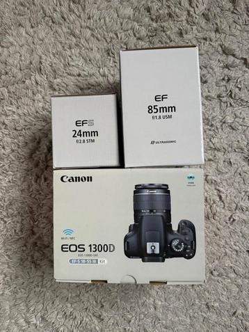 Canon EOS 1300D inclusief lenzen en accessoires, Audio, Tv en Foto, Ophalen of Verzenden, Gebruikt, Spiegelreflex, Canon