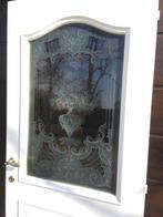 Klassieke & antieke deur met geëtst glas, Doe-het-zelf en Bouw, Ophalen, Gebruikt, Glas