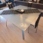 Glazen tafel 130x130, Ophalen, Gebruikt, Vierkant, Vijf personen of meer