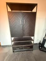 Industriële kast – zwart hout/metaal – 200 x 100 x 45 cm, Huis en Inrichting, Ophalen, Gebruikt, Industrieel