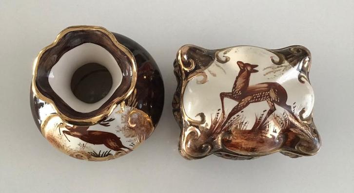 Antique Hubert Béquet ceramique Vase+Bonbonnière an.1940-50, Antiquités & Art, Antiquités | Céramique & Poterie, Enlèvement