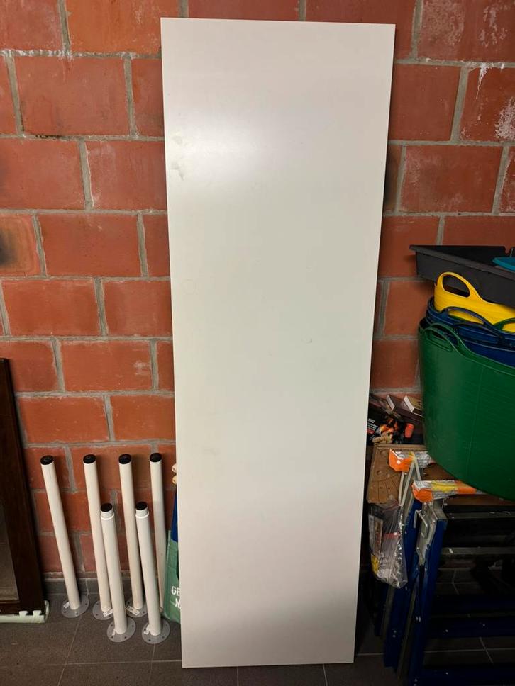 Wit tafelblad met poten, Huis en Inrichting, Bureaus, Gebruikt, Bureau, Ophalen