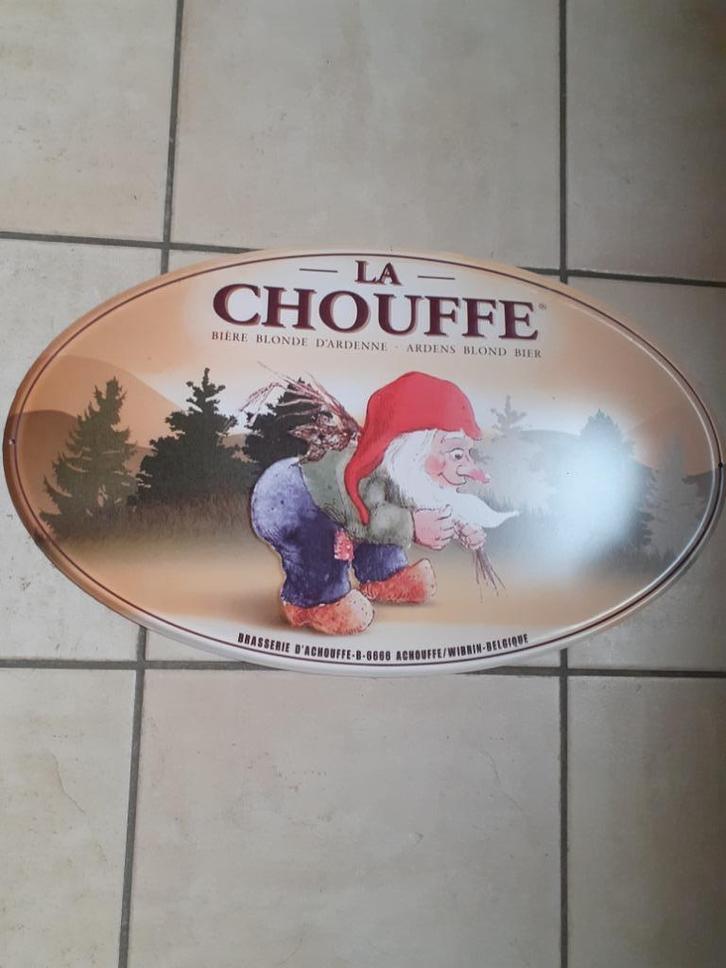PRACHTIG HANGBORD, METALEN PLAAT LA CHOUFFE, Verzamelen, Biermerken, Zo goed als nieuw, Overige typen, Overige merken, Ophalen of Verzenden