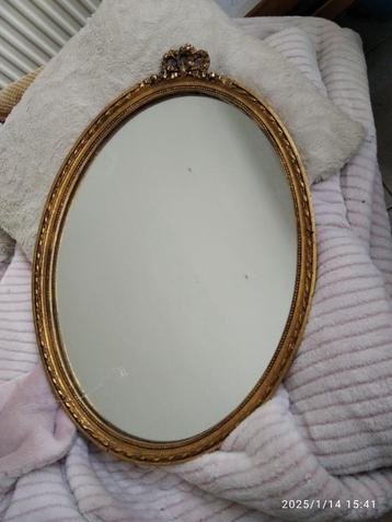 Miroir ovale doré - Vintage., Enlèvement, Ovale