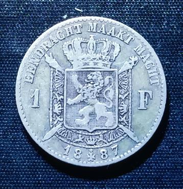 1 frank VL 1887 (L Wiener-zonder punt) - Leopold II beschikbaar voor biedingen