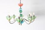 Italiaanse glazen kroonluchter, Gebruikt, Ophalen of Verzenden, Glas, Midcentury, venetiaans
