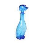 Grote Vintage Karaf Teckel Dashond Blauw Glas Empoli Italy 3, Ophalen of Verzenden