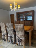 Eettafel in teak hout met 6 rieten stoelen, Huis en Inrichting, Ophalen, Gebruikt