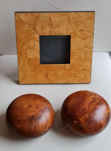 2 Thuya wortelnoten bowls & 1 maple kader vintage beschikbaar voor biedingen
