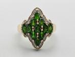 Gouden Vintage ring edelsteen smaragd en diamanten. 2024/28, Groen, Goud, Met edelsteen, 17 tot 18