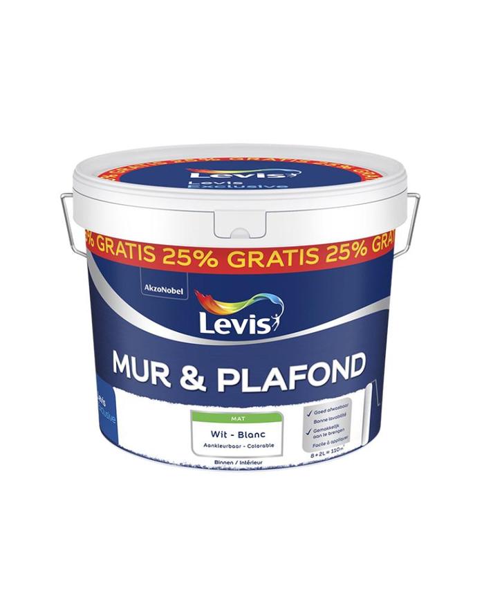 Levis Mur & Plafond Blanc MAT 10 L, Doe-het-zelf en Bouw, Verf, Beits en Lak, Nieuw, Verf, 10 tot 15 liter, Wit, Ophalen