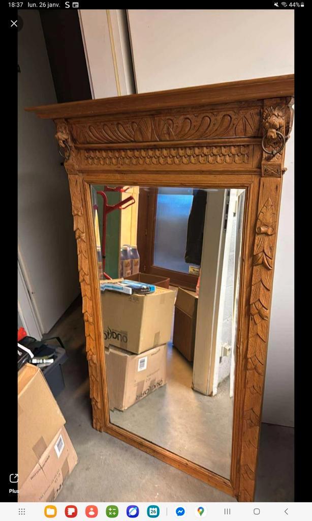 Miroir ancien en chêne massif travailler,  tête de lion., Antiquités & Art, Antiquités | Miroirs, Enlèvement