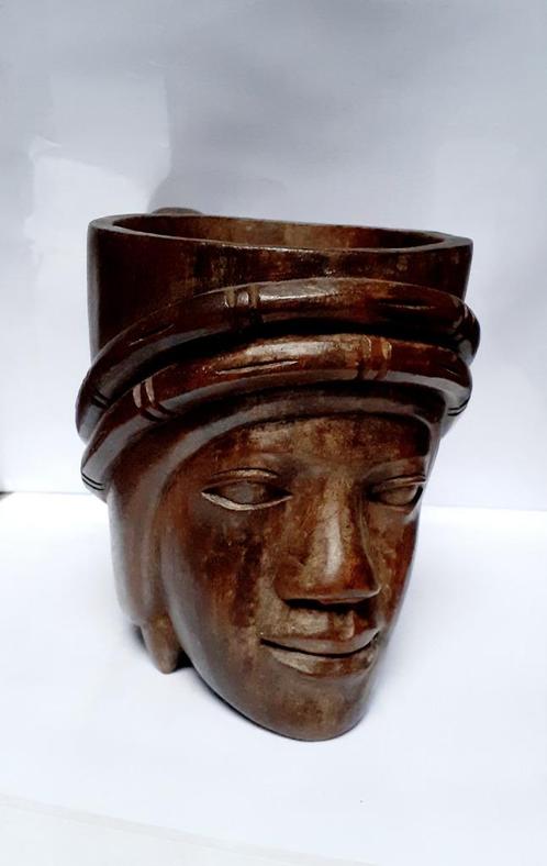 houten tribale gezicht mok, Antiek en Kunst, Kunst | Niet-Westerse kunst, Ophalen of Verzenden