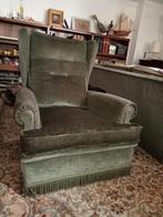 groene fluwelen fauteuil + voetenbank, Ophalen, Gebruikt, 75 tot 100 cm, 75 tot 100 cm