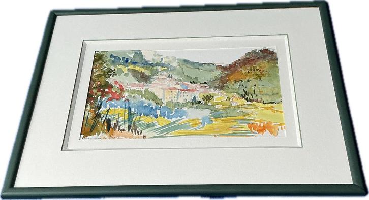 Aquarelle signée avec cadre H.36 x 49 cm, Antiquités & Art, Art | Peinture | Classique, Enlèvement